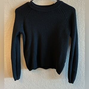 TAHARI - Classic Black, Long-Sleeve Ribbed Crewneck Sweater - Women’s S